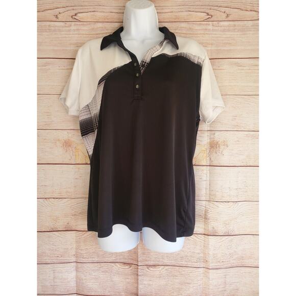 Izod Polo Shirt Womens Large White Black Casual Golf Tennis Ladies - Picture 1 of 5